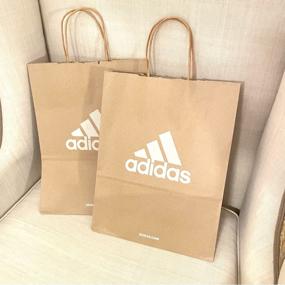 🤎 New set of 2 adidas shopping paper gift tote bag